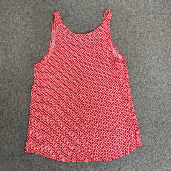 Old Navy Lightweight Tank Top Red White Floral Print Scoop Neck Small 100%Rayon - Picture 10 of 14